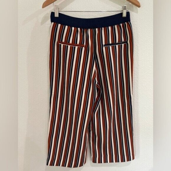 Zara High Rise Wide Leg Mod 70’s Crop Pants Striped Pockets Hippie Vintage - Picture 6 of 6